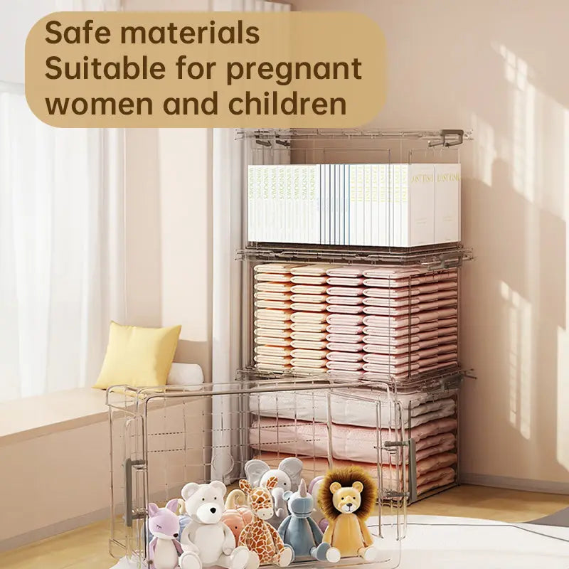 Large Transparent Plastic Storage Box - Perfect for Organizing Clothes, Quilts, Toys, and Snacks in Wardrobe & Home Use eprolo