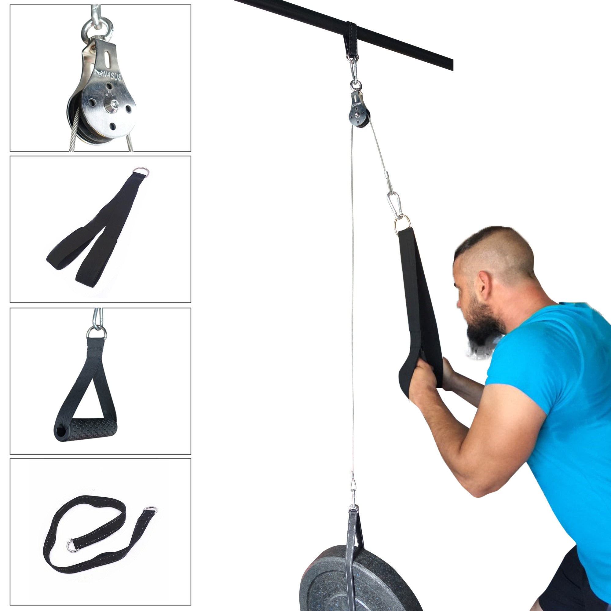 Fitness DIY Pulley Cable Machine Attachment System Arm Biceps Triceps Blaster Hand Strength Trainning Home Gym Workout Equipment eprolo