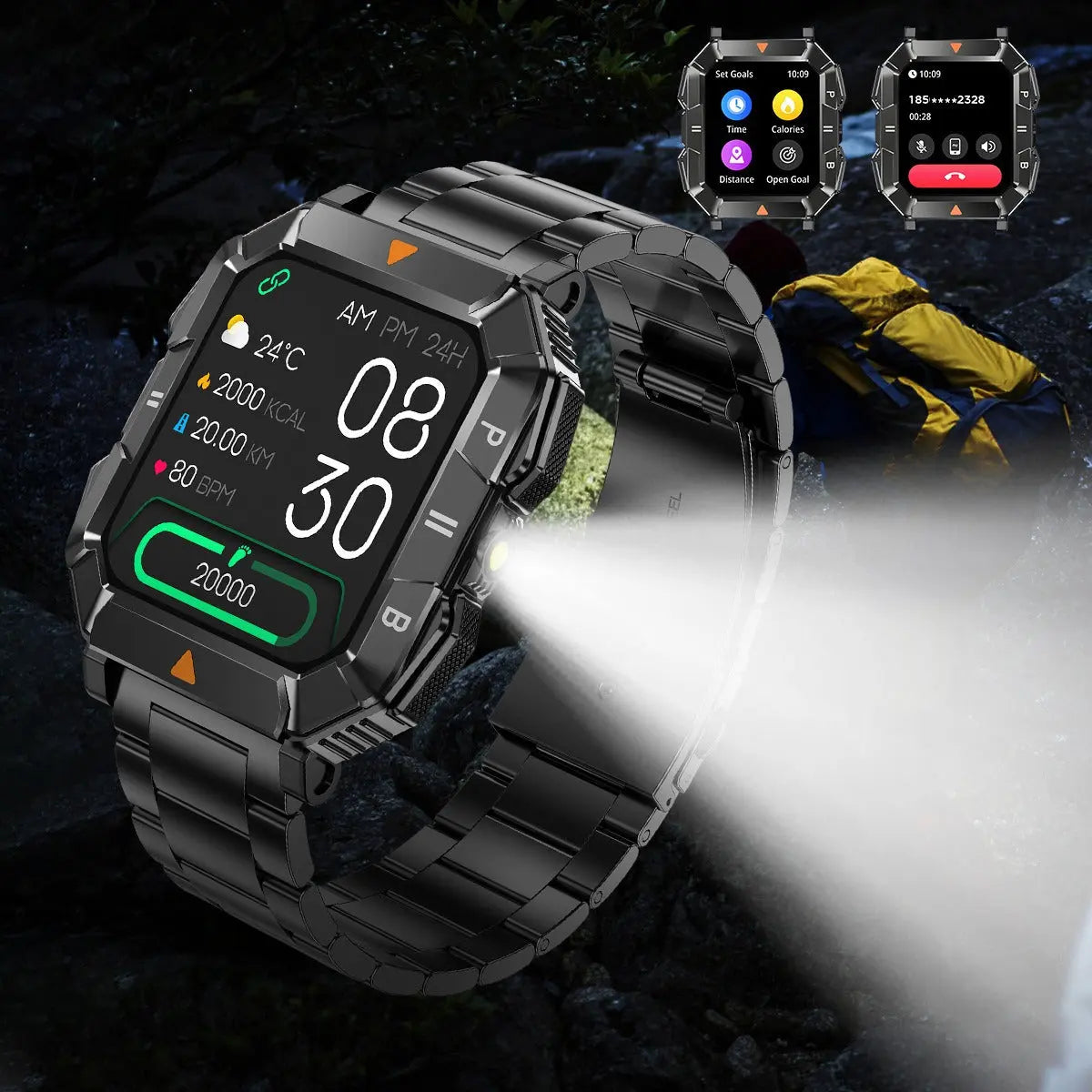 YK03 smartwatch Bluetooth call flashlight sports waterproof heart rate blood oxygen health monitoring eprolo