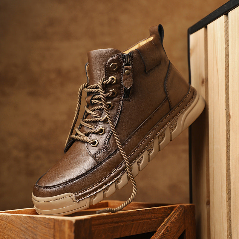 Autumn and Winter Outdoor Casual Men's Plus Size Martin Boots Fashion Trendy Versatile Thick Sole Mid-Cut Boots eprolo