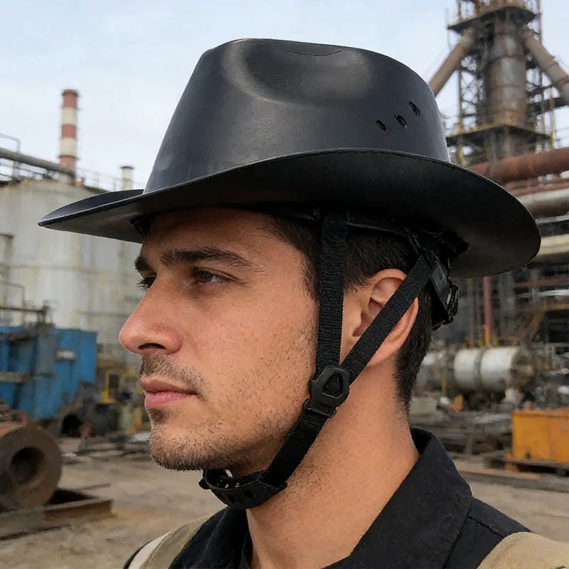 Full-Brim Cowboy Hard Hat with Goggles, ANSI-Certified Safety Helmet for Outdoor. eprolo
