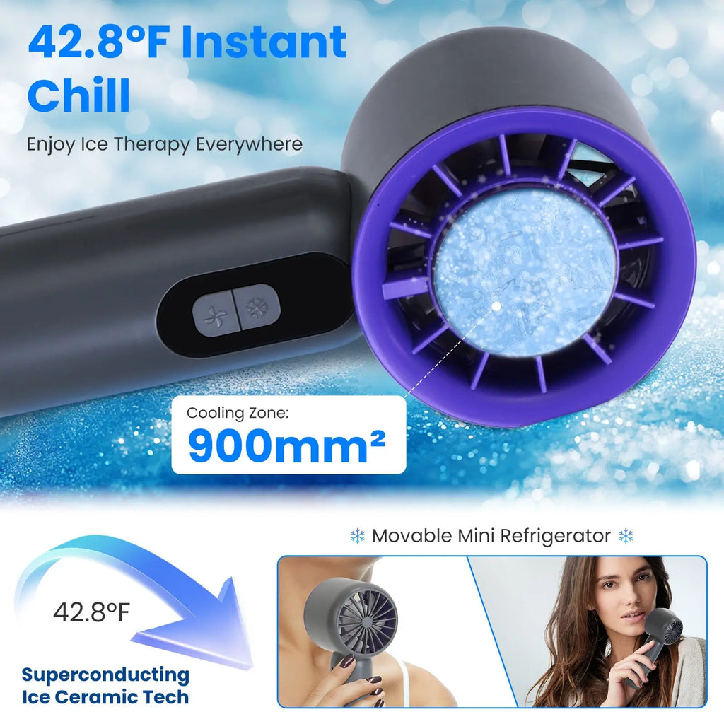 One Hundred Speed Handheld Fan With Ice Cooler High Speed Turbo Fan 3000mAh Rechargeable Hand Fan With LCD Display For Travel Camping Beach Outdoor My Store