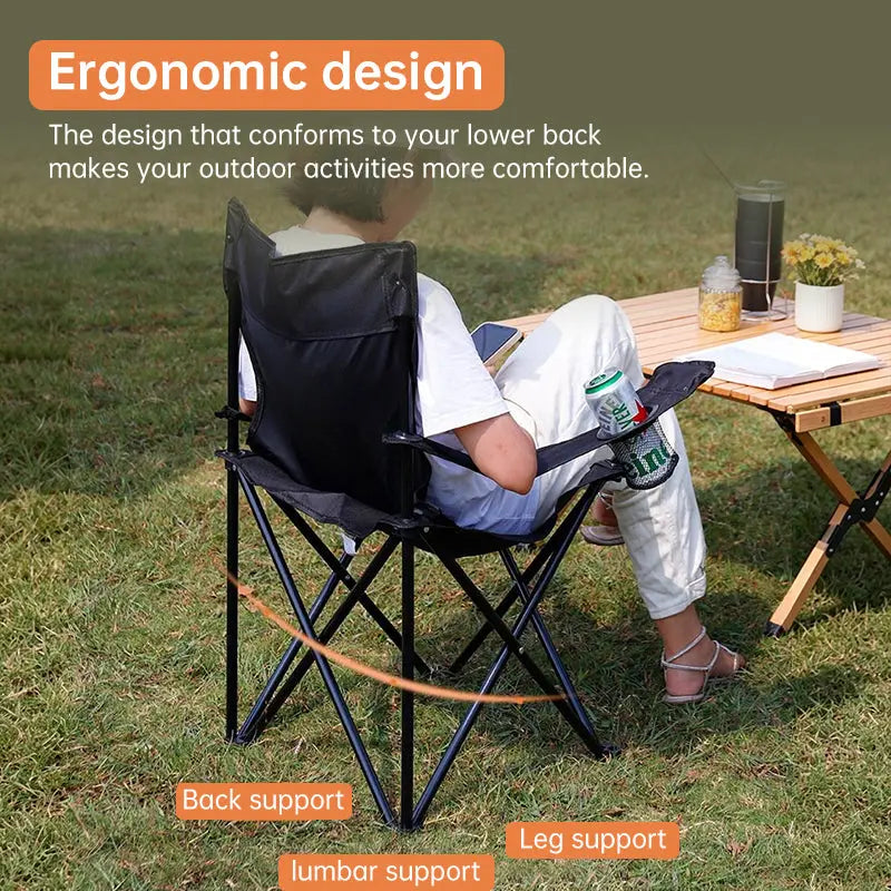 Portable Folding Camping Chair - 50x50x80cm Fishing Seat, Lightweight & Sturdy, Holds Up to 130kg, Easy to Carry eprolo