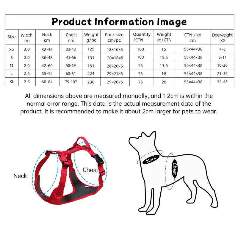 Breathable Reflective Dog Harness Vest, Outdoor No-Pull Escape-Proof Harness with Leash for Large & Medium Dogs eprolo