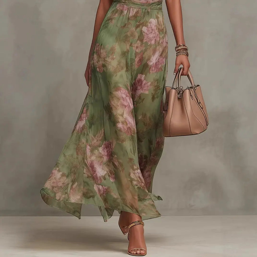 Wrinkled hip bag mesh printed irregular slit letter suspender dress eprolo