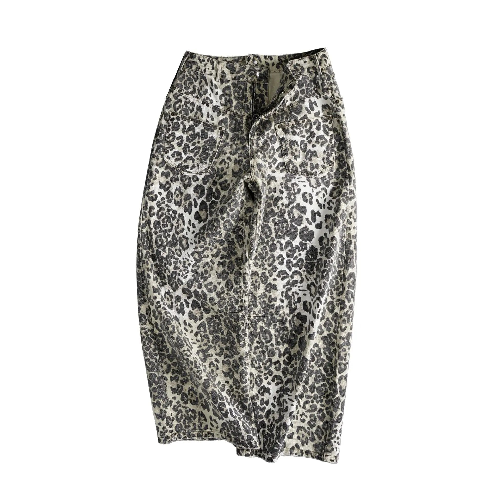 Retro design leopard print jeans for women eprolo