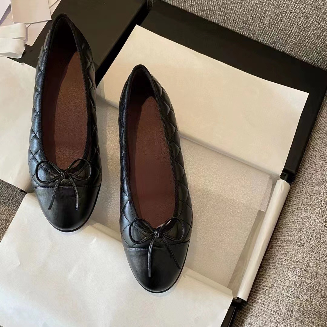 Ballet Flat Shoes Women Charming Classic Bow Slip-On Low Heel Plain Shoes eprolo