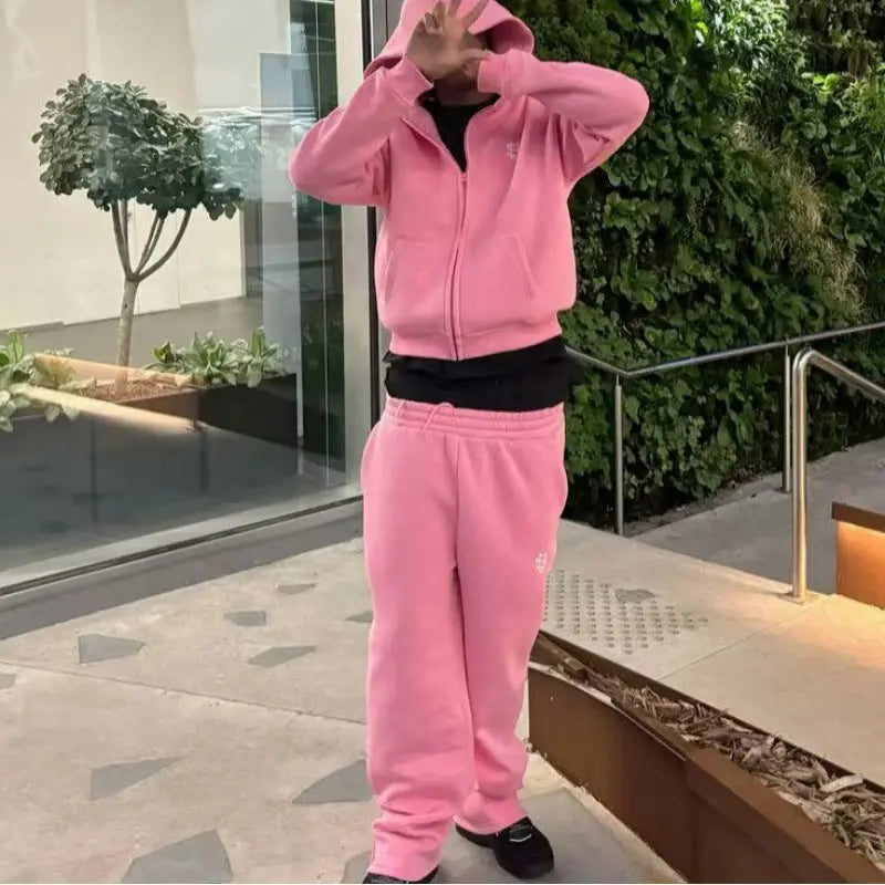 embroidered zip hoodie pants casual long pants high street hip-hop rap street style unisex sweatpants eprolo