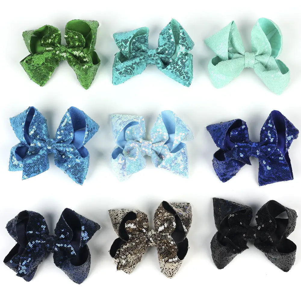 Children's Rhinestone Butterfly Hair Clip Solid Color Girl Sequin Hairpin 5 Inches eprolo