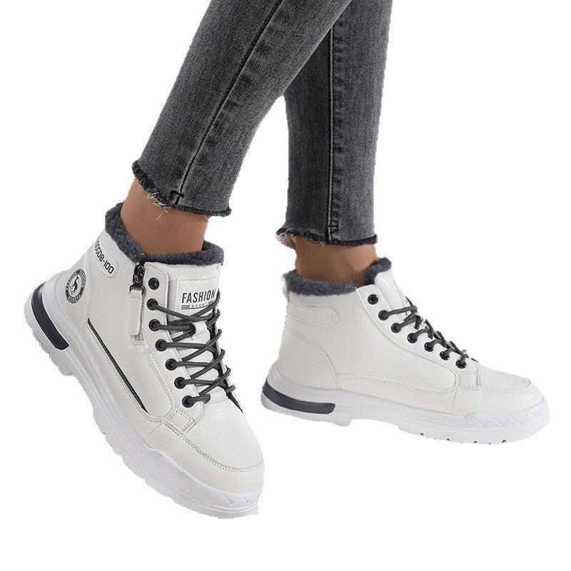 Women's Winter Leather Fleece Lined Warm Cotton Shoes Casual Outdoor Snow Boots eprolo
