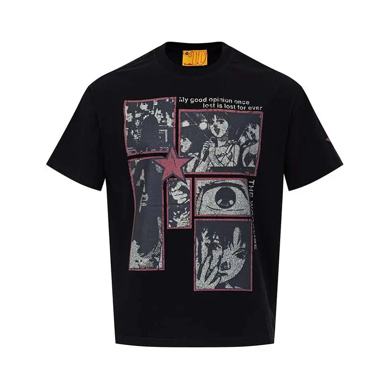 Character print round neck short sleeved t-shirt eprolo
