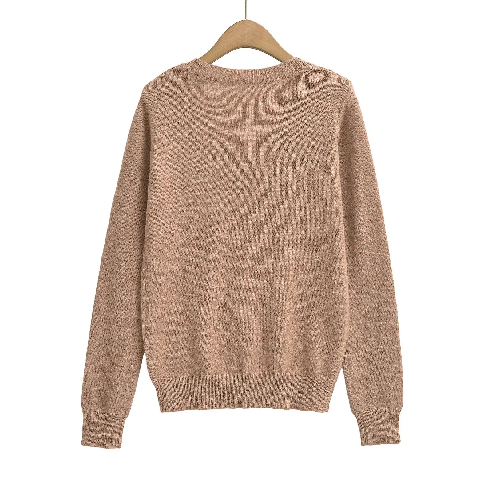 Solid color V-neck long sleeved sweater eprolo