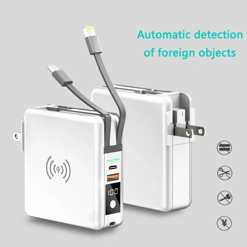 Power Bank 10000mAh With AC Plug 15W Fast Wireless Charging Powerbank USB Type C Mobile Phone Wall Charger for iPhone 14 Xiaomi eprolo