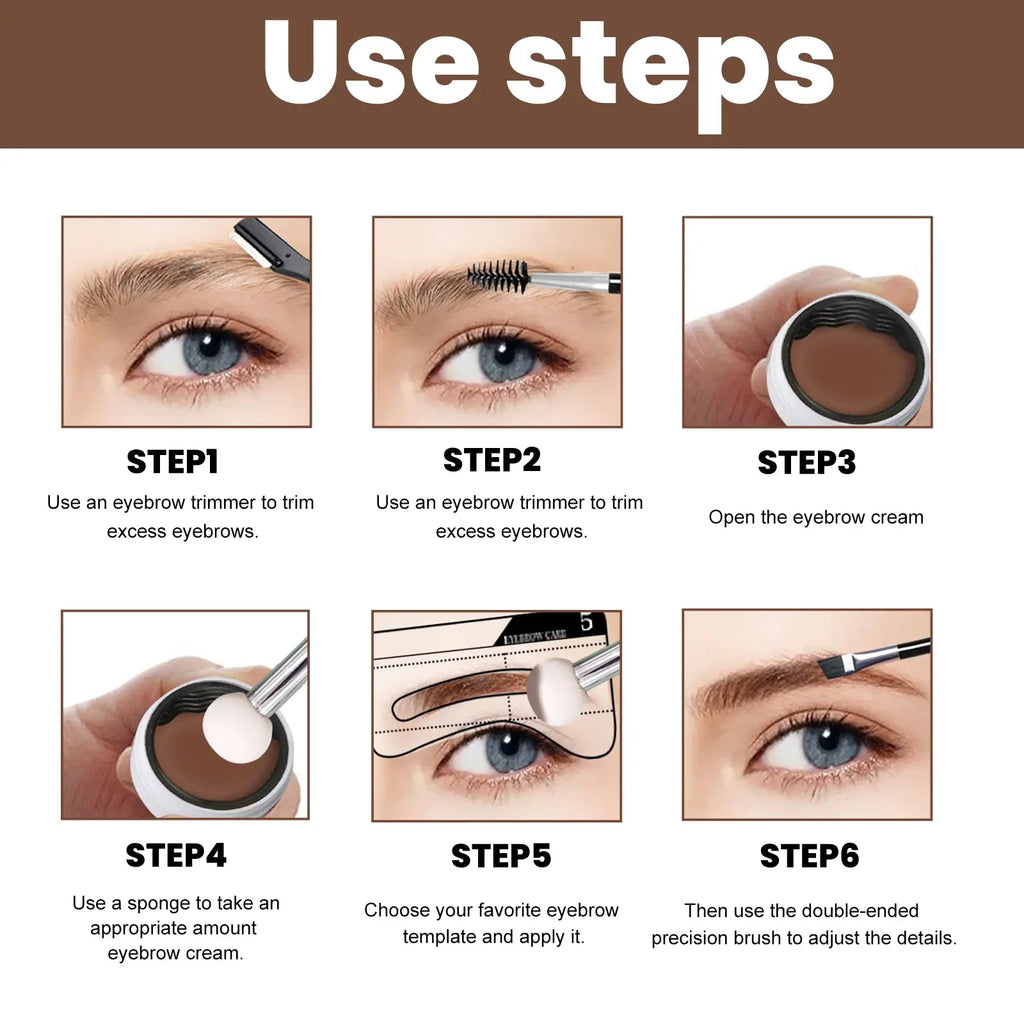 EELHOE Perfect Brow Stencil Kit, Waterproof Smooth Easy Color No Smudge No Makeup Natural Three-Dimensional Eyebrow Cream eprolo
