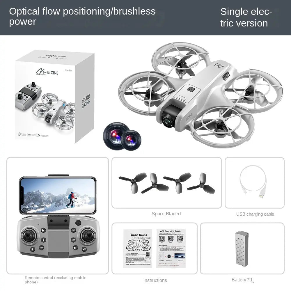 M88 Brushless Drone with Optical Flow and Full Protection, 4-Axis Aircraft for Outdoor Photography and Remote Control Flying eprolo