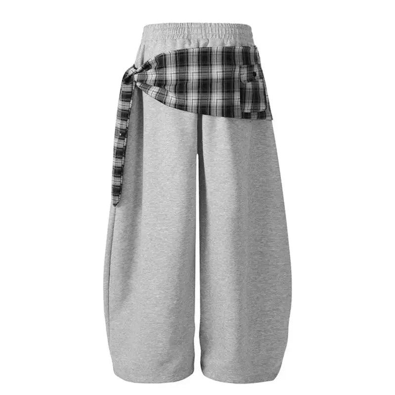 Star Plaid Tie-Waist Dagger Casual Pants Women Loose Dance Wide Leg Pants eprolo