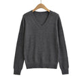 Solid color V-neck long sleeved sweater eprolo