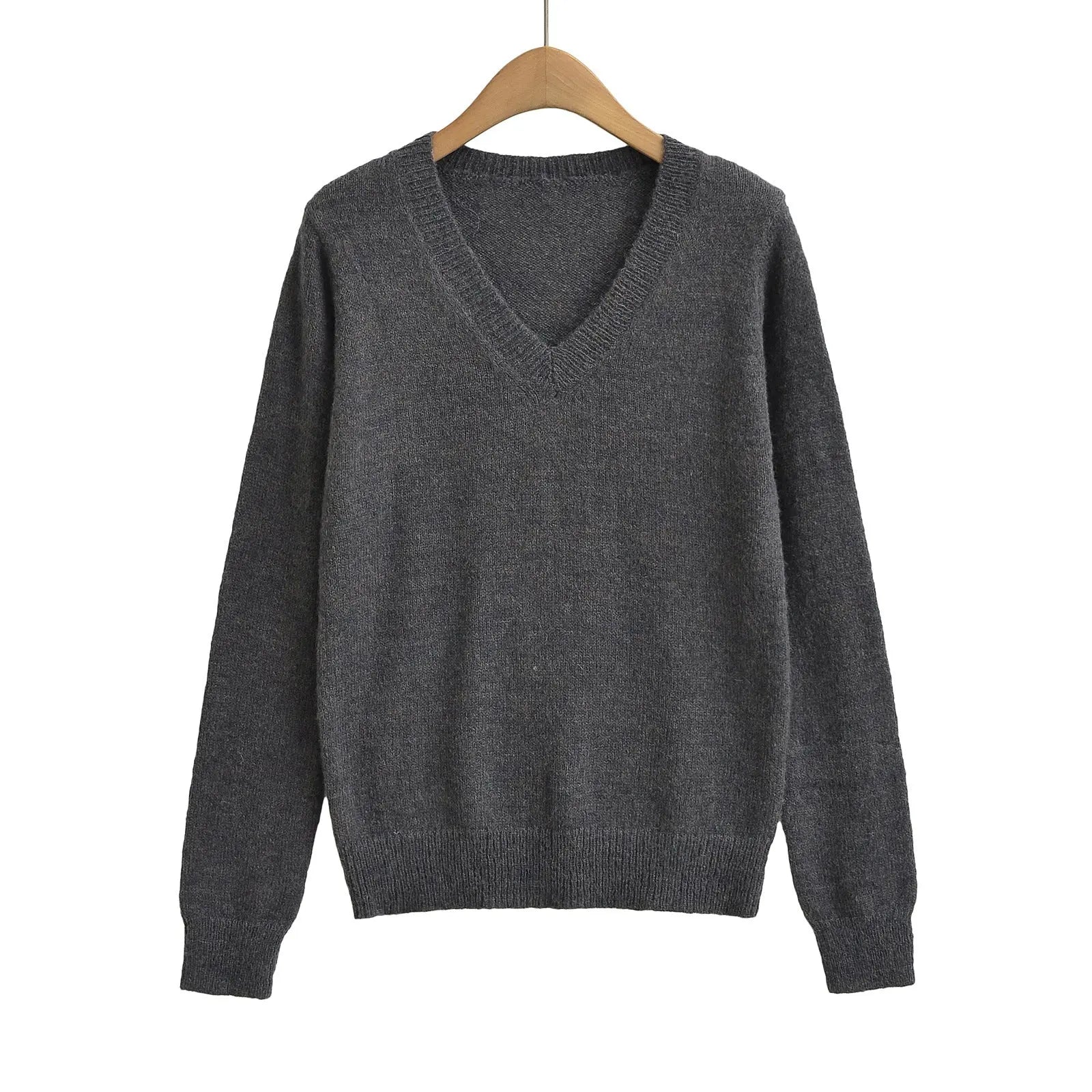 Solid color V-neck long sleeved sweater eprolo