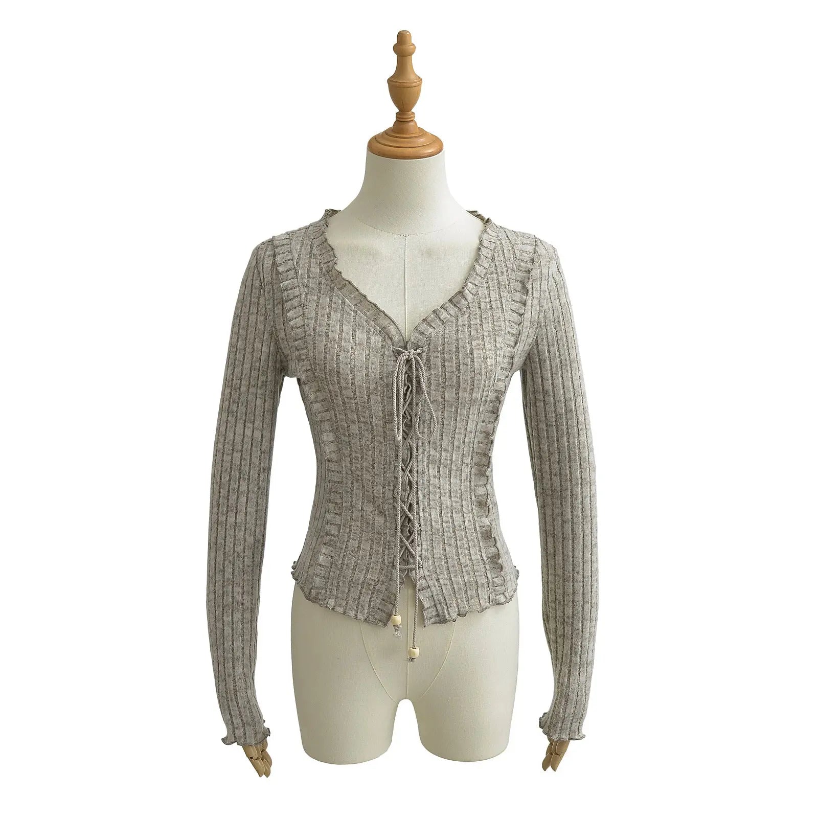 Tie up slim fit long sleeved top eprolo