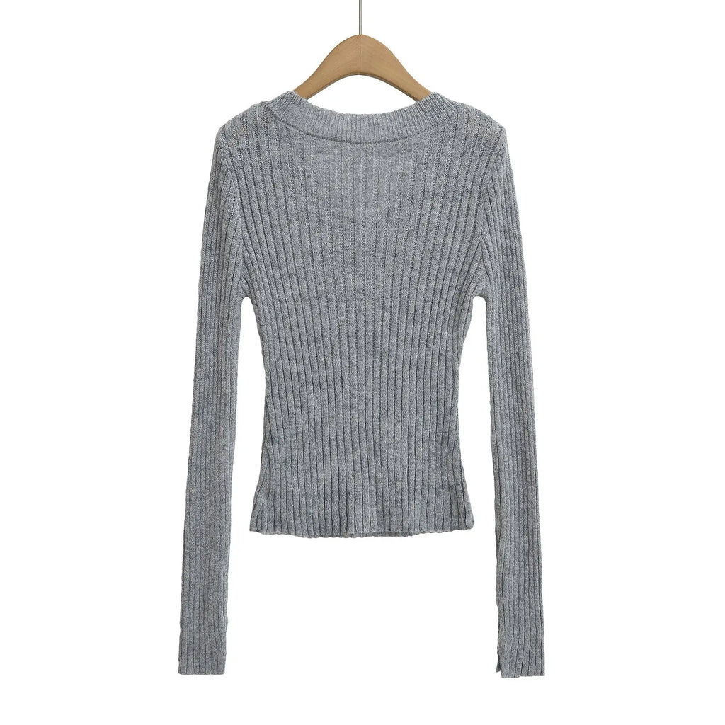 V-neck long sleeved elastic slim fit headband top eprolo