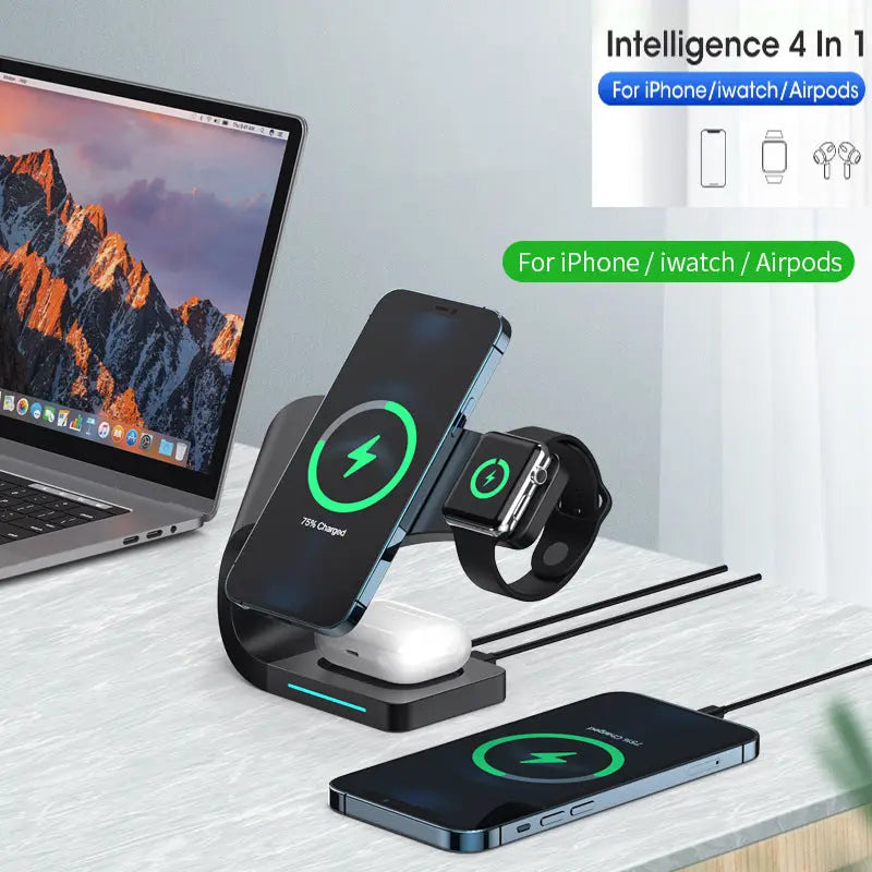 4 in 1 Magnetic Wireless Charger for iPhone12 Apple Watch Headphones Wireless Charging eprolo