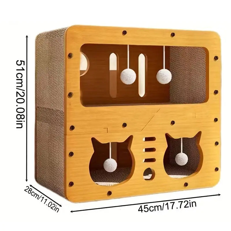 3-in-1 Cat House, Bed & Scratch Post - Multi-Layer Structure Made of Soft, Eco-Friendly Cardboard eprolo