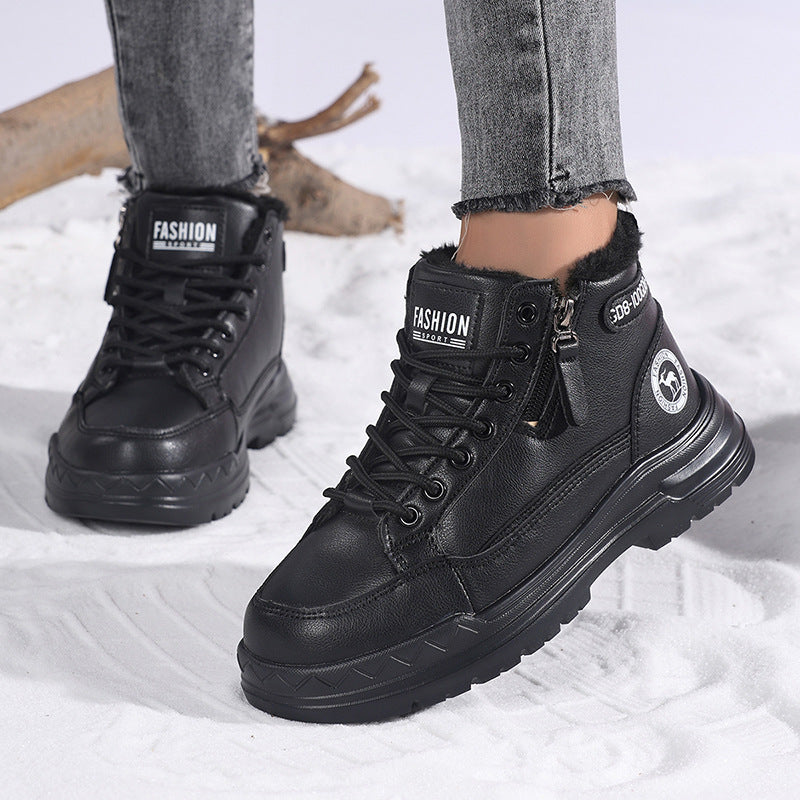 Women's Winter Leather Fleece Lined Warm Cotton Shoes Casual Outdoor Snow Boots eprolo