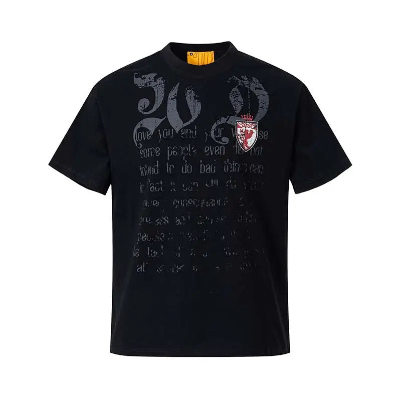 Mottled letter badge printed short sleeved shirt eprolo