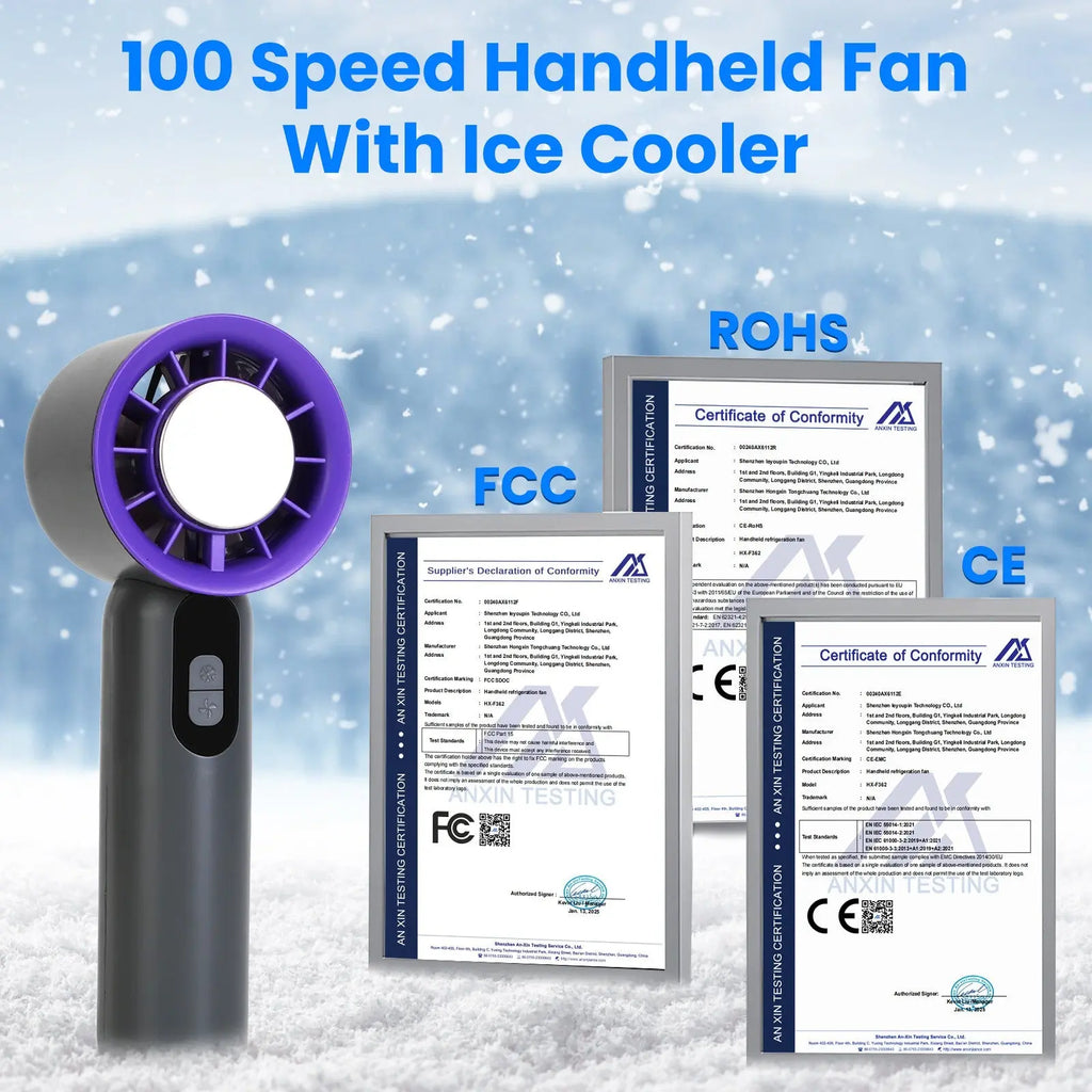 One Hundred Speed Handheld Fan With Ice Cooler High Speed Turbo Fan 3000mAh Rechargeable Hand Fan With LCD Display For Travel Camping Beach Outdoor My Store