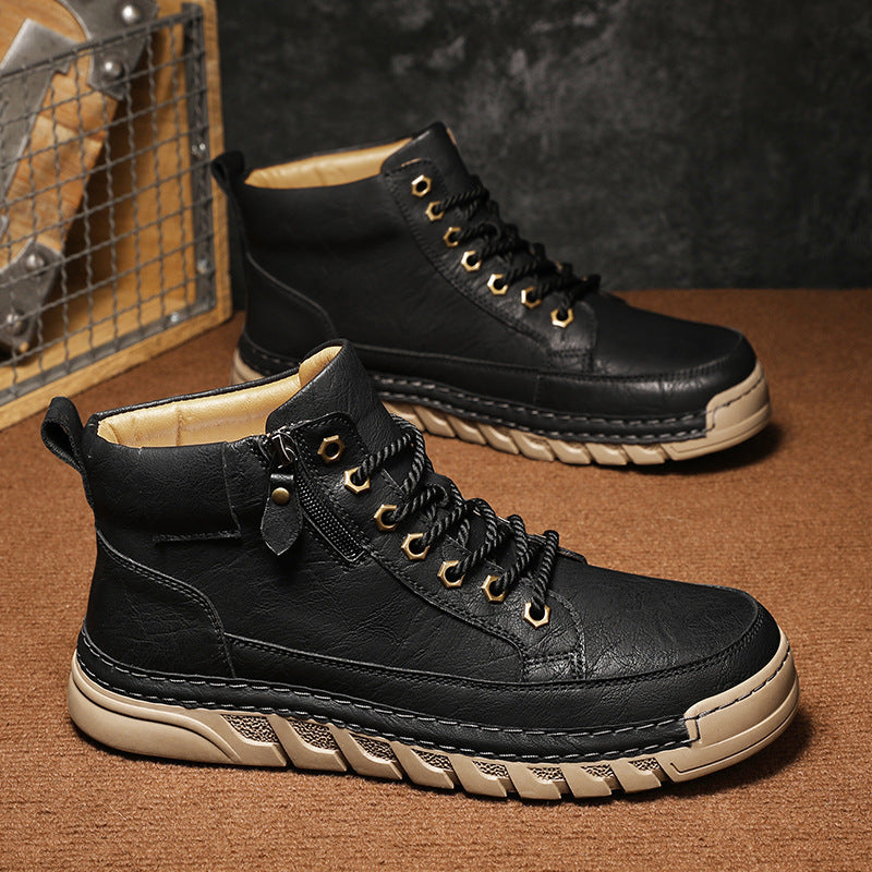 Autumn and Winter Outdoor Casual Men's Plus Size Martin Boots Fashion Trendy Versatile Thick Sole Mid-Cut Boots eprolo
