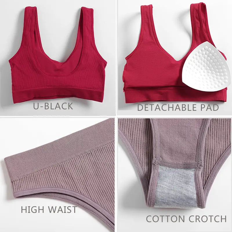 Seamless Women Underwear Set Tops Set Panties Women Wireless Lingerie Suit Padded Bras Backless Ling My Store