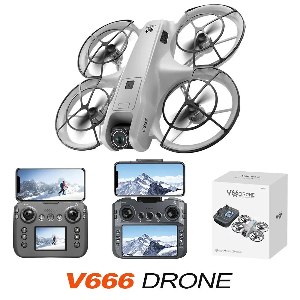 V666 Drone with Screen HD Aerial Photography Remote Control Aircraft Full Protection Altitude Hold V666 Aircraft with Screen Control eprolo