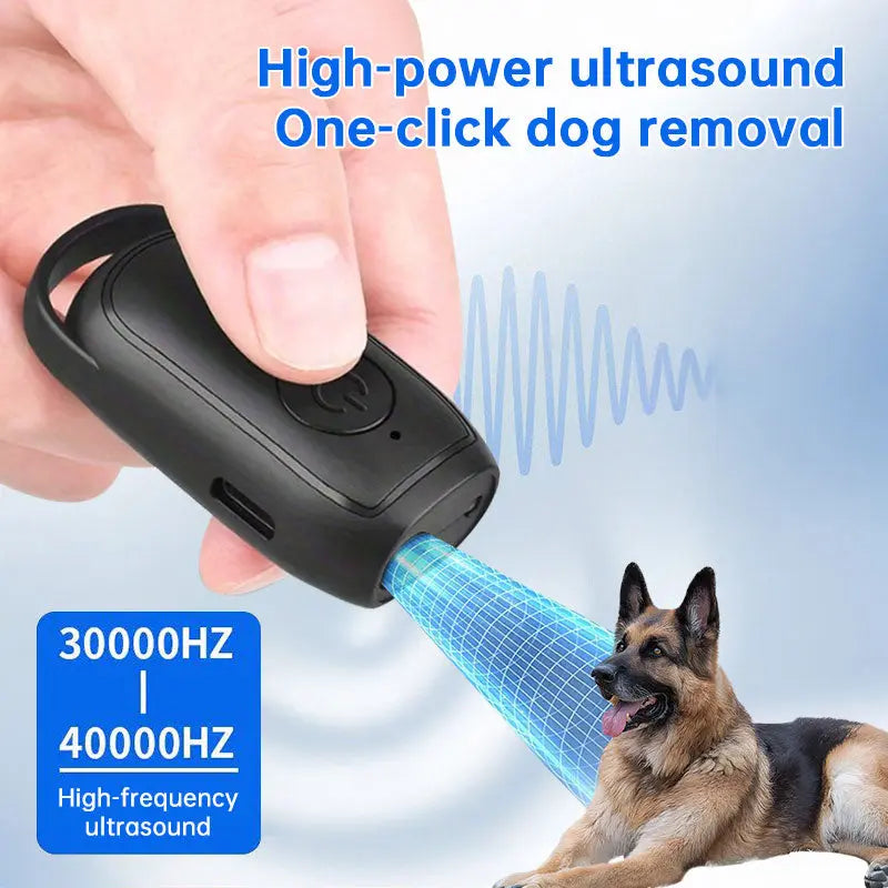 Portable Dog & Cat Repellent, Rechargeable 180mAh Ultrasonic Anti Bark Device, 23-40KHZ with Flashlight for Outdoor Use eprolo