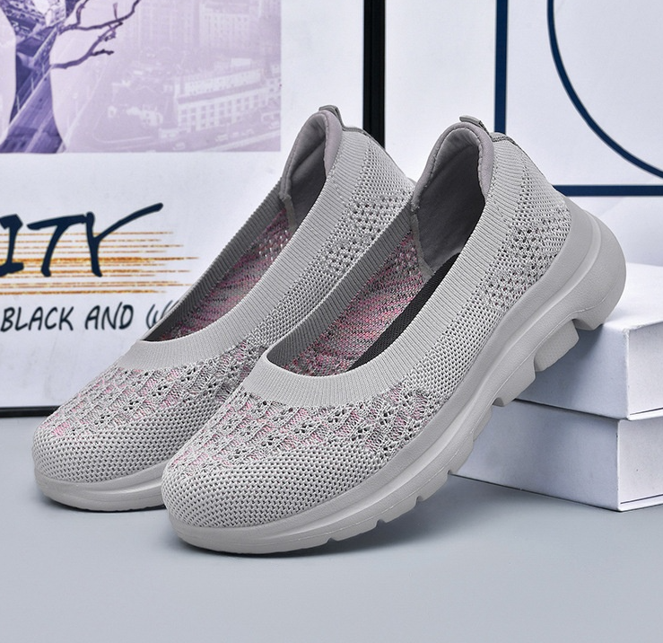 Ankle Socks Flat Knit Shoes Women Casual Solid Color Outdoor Travel Mom Breathable Shoes eprolo