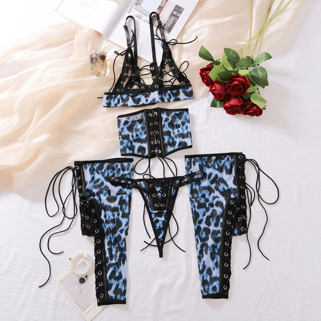 Sexy Strap Hollow Underwear Four Piece Set for Women eprolo
