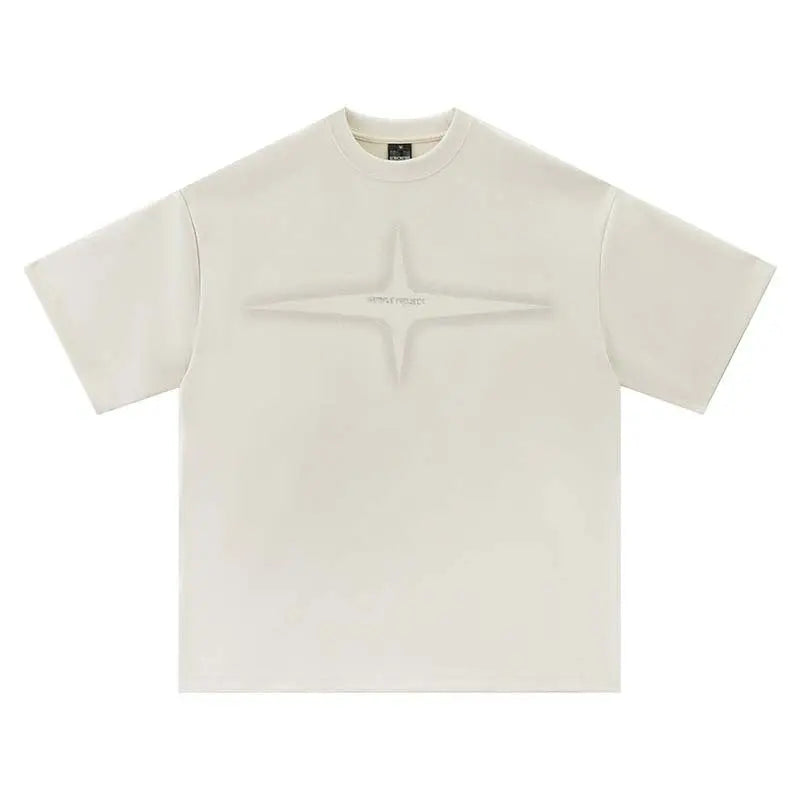 Star letter printed suede short sleeved shirt eprolo