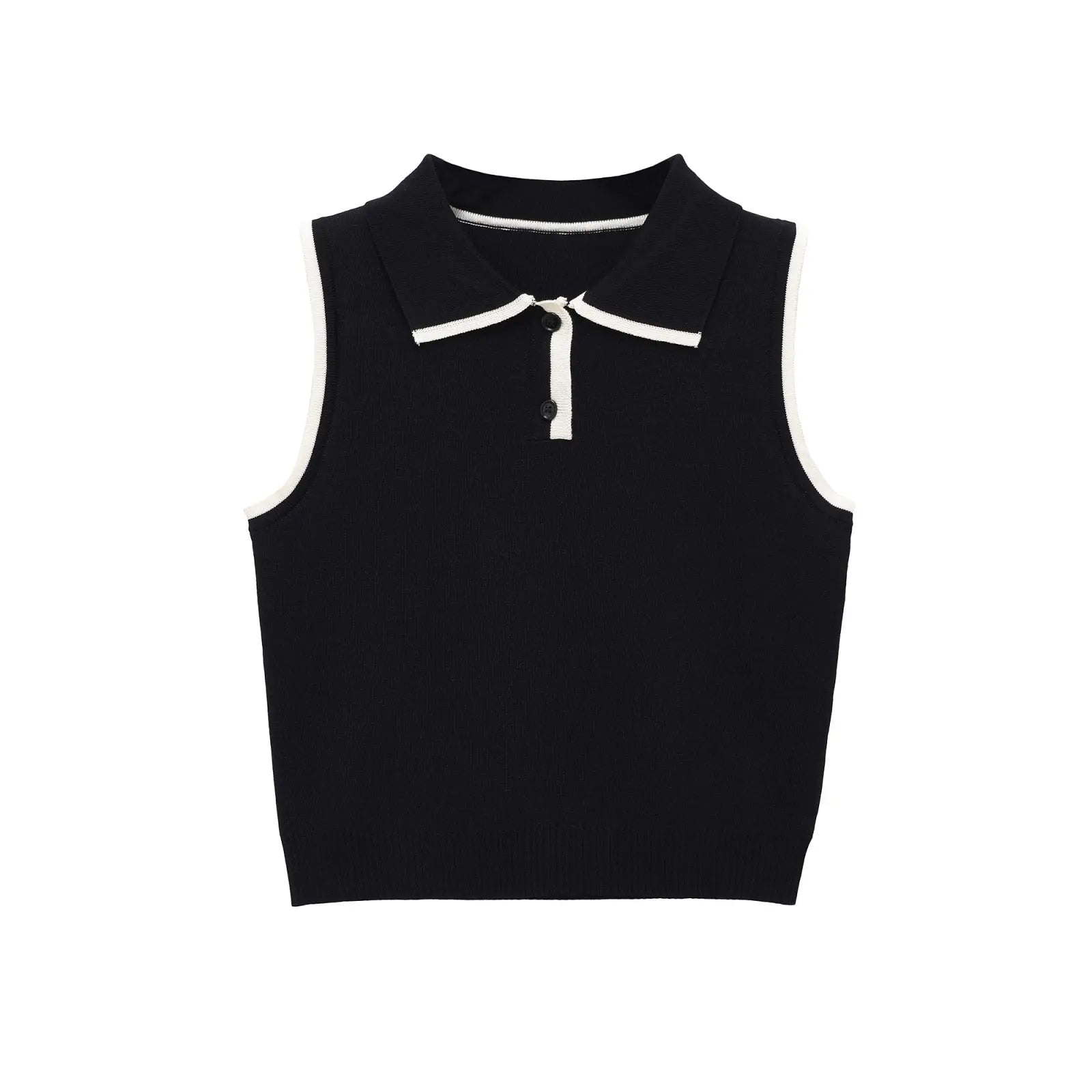 Chic Knit Sweater Crop Top with Turn-Down eprolo