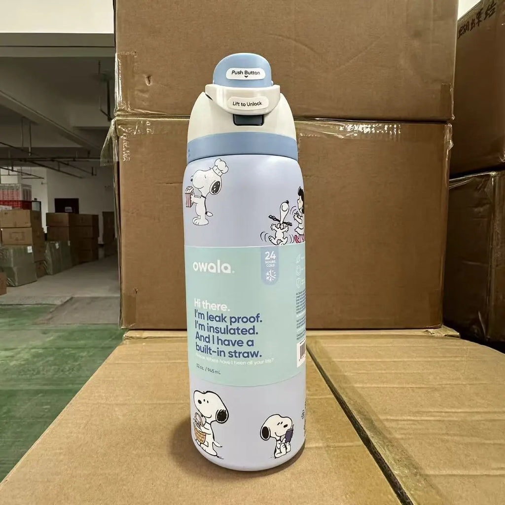 Double-layer vacuum insulated cup, portable, stainless steel, large capacity, straw cup eprolo