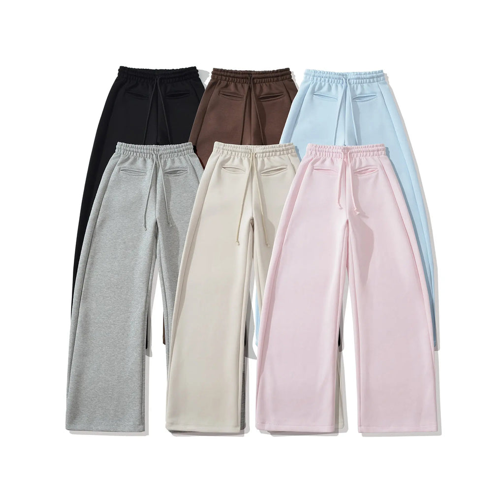 Drawstring elastic waist loose wide leg pants My Store