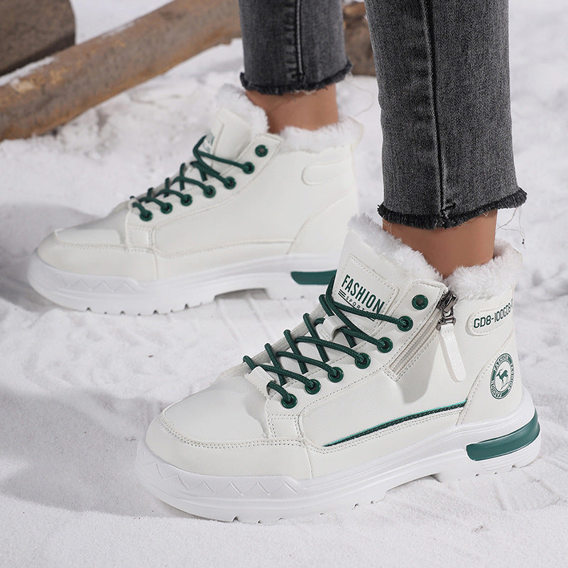 Women's Winter Leather Fleece Lined Warm Cotton Shoes Casual Outdoor Snow Boots eprolo