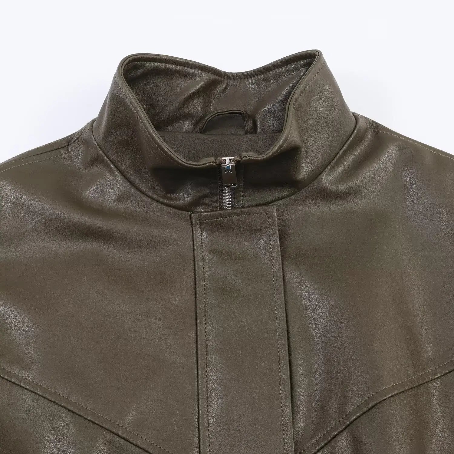 Stand collar faux leather pilot jacket eprolo