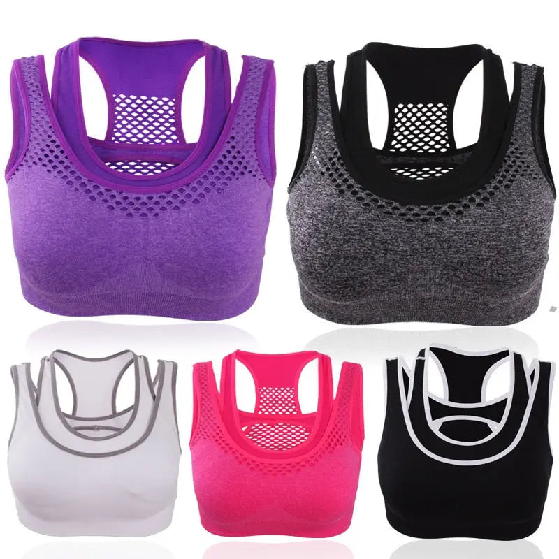 Safty Sports Bra High Stretch Breathable Top Fitness Women Padded Running Yoga Gym Seamless Crop Bra eprolo