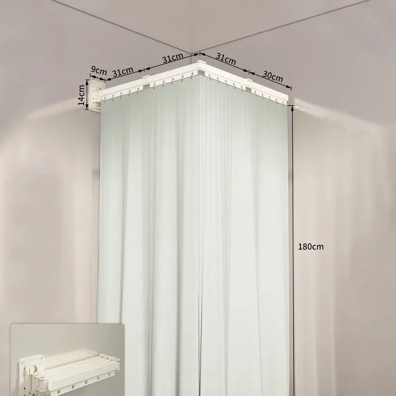 Foldable Shower Curtain Set, Invisible Waterproof Polyester Shower Divider, Retractable for Wet & Dry Zone Separation. eprolo