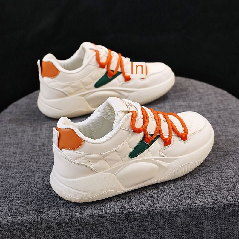 Golden Step Comfort Women's White Sneakers New Autumn Style Thick Sole Dad Shoes Round Toe Sport Shoes Leather Upper Versatile eprolo
