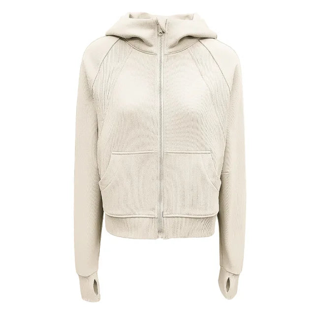 Autumn Hooded Sports Coat Women High Collar Zipper Training Running Fitness Jacket eprolo
