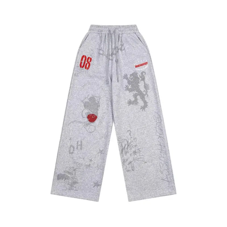 Casual Wide-Leg Sweatpants College Style for Men and Women eprolo