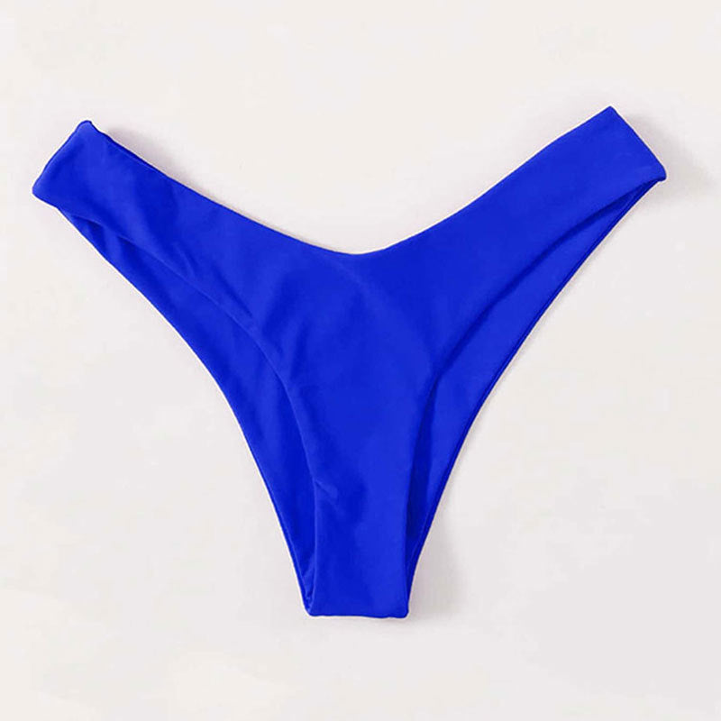 pure color women's sexy two-piece bikini V-shaped bottom fashionable swimsuit eprolo