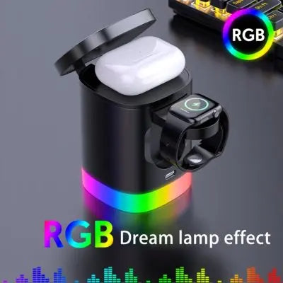 3 In 1 Magnetic Wireless Fast Charger For Smart Phone RGB Ambient Light Charging Station For Airpods IWatch eprolo