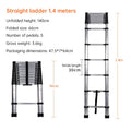 Heavy-Duty Stainless Steel Telescoping Ladder, 2.6-6.3M (8.5-20.7ft) 330lb Load, Anti-Slip Lock, for Home/RV/Attic, Room Decor eprolo