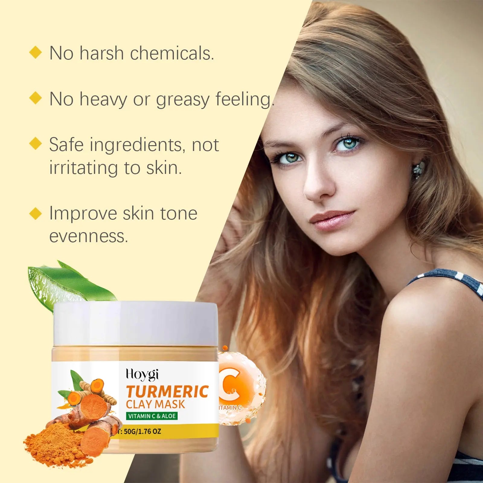 Hoygi Turmeric Mud Film Gently Cleans Skin Pores, Moisturizes Skin Care, Moisturizes Moisture, Locks Water And Moistens Soft Mud Film eprolo